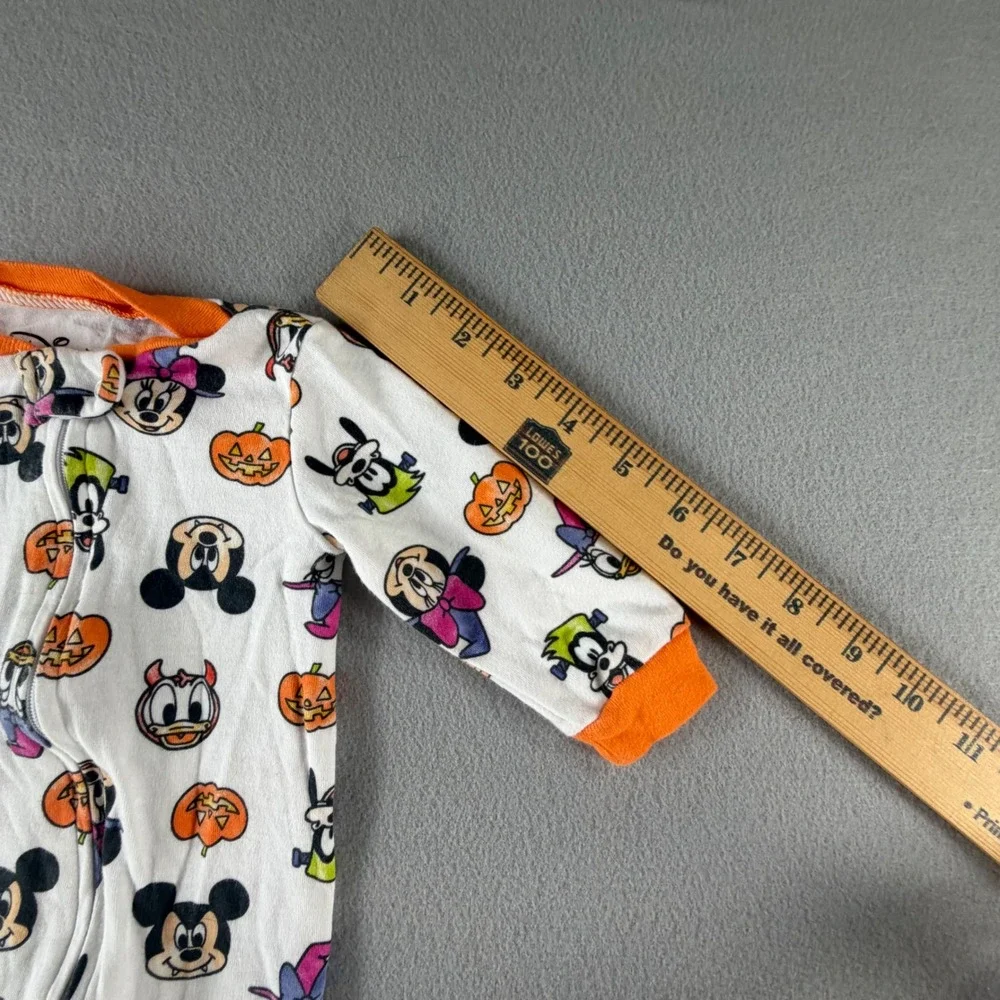 Disney Halloween Footed Sleeper 0/3M White Mickey Minnie Goofy Pumpkin Costume